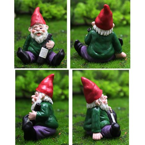 [Statue en résine] + Drunk Gnome + Ornements de jardin + miniatures (2 dwarfs ivres, 1 pee dwarf, pile de torches) (1/5)