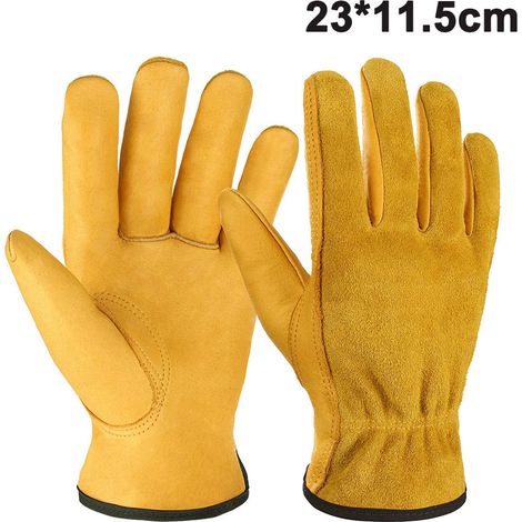 Gants De Jardinage - Cuir De Vache - Résistants Aux Épines Et Coupures - Respirants - Pour Homme Et Femme - Tailles S M L