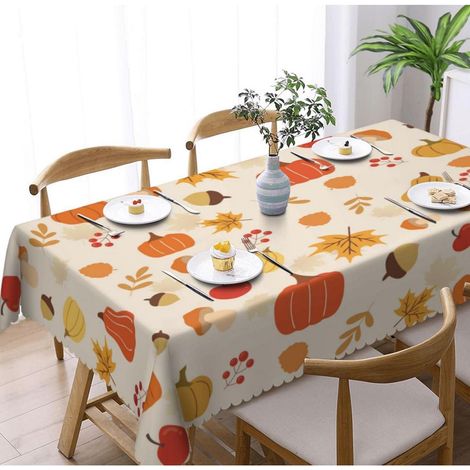 Nappe lavable Rectangulaire 150x220cm, motif automnal, imperméable, facile d'entretien