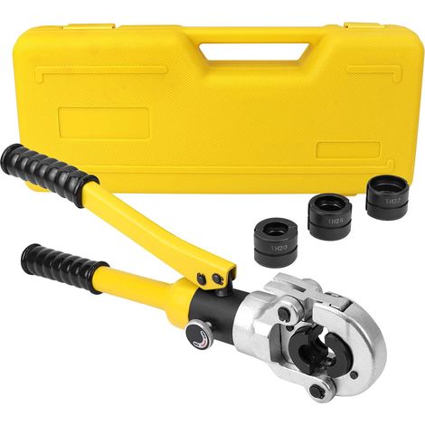 Hydraulic Crimping Pliers, Pipe Crimping Tool with TH Contour Press Pliers, TH16, TH20, TH25, TH32 mm, Crimping Pliers with 360° Rotating Head and Ergonomic Rubber Handle (1/5)