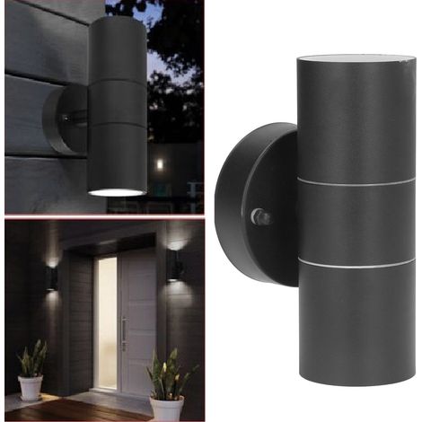 Applique murale GU10 en acier inoxydable, spot moderne et épuré, applique murale double tête, étanche, pour extérieur (couloir, cour, villa), lot de 2, noir (1/5)