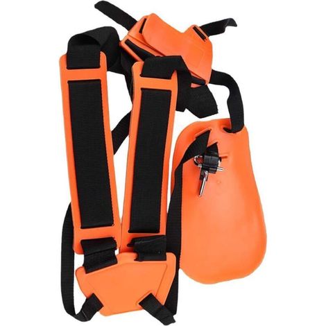 Harnais pour débroussailleuse – Double bandoulière – Harnais pour débroussailleuse – pour débroussailleuse, tronçonneuse et tondeuse à gazon, compatible avec – Orange (1/3)