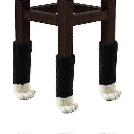 Ensemble de quatre housses de pieds de chaise à motif pattes de chat, housses de pieds de meubles, housses de pieds de chaise tricotées, convenant aux pieds de chaise et de table. (1/5)