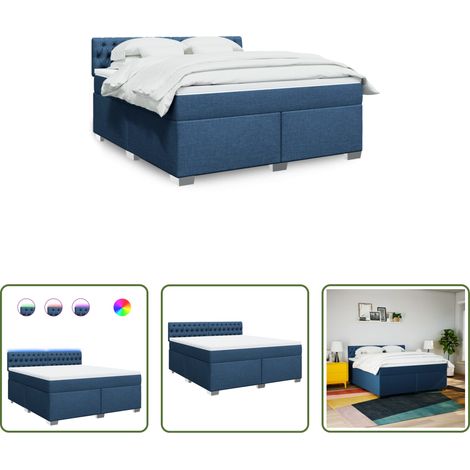 Matelas à ressorts ensachés -  Sommier à lattes de lit avec matelas Bleu 180x200 cm Tissu (1/5)