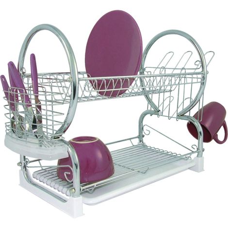 Premier Housewares 2 Tier Dish Drainer with White Plastic Tray (1/4)