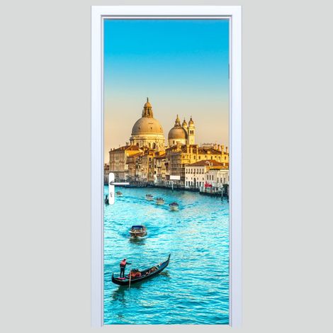 Adhesivo de tela para puerta con diseño del río Venecia 295PD