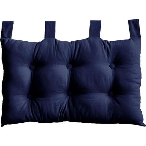 Coussin Tête de Lit Uni "Panama" 70cm Bleu Marine