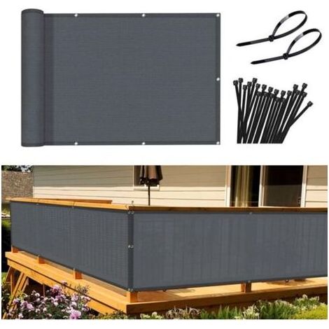 Balkon-/Garten-Sichtschutz 90x300 cm HDPE Wind-/UV-beständig Anthrazit mit Befestigungsmaterial (1/5)