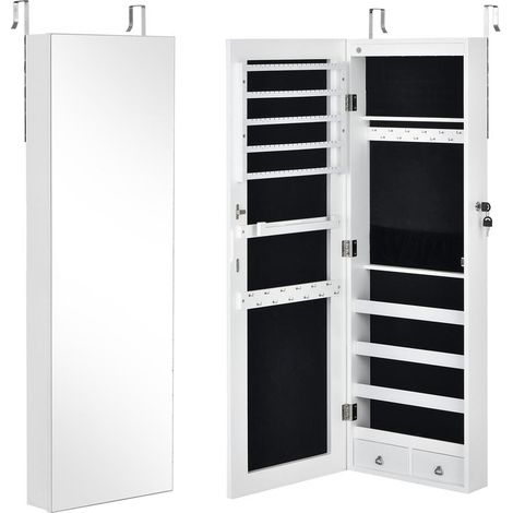 Pour chambre ou entrée, rangez bijoux et maquillage avec une armoire miroir blanche à suspendre ou fixer au mur (1/5)