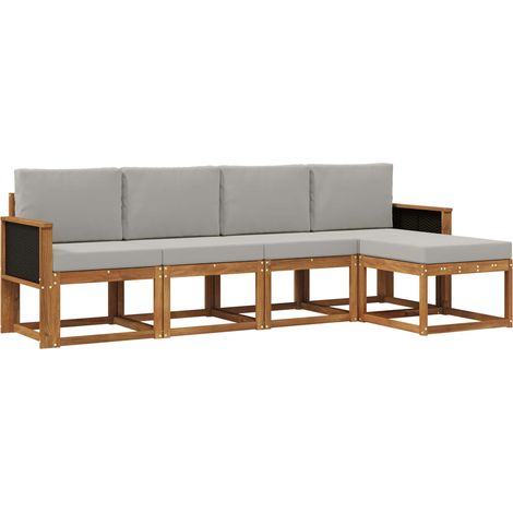 Conjunto de sofás de exterior 5 pcs Natural y Gris Claro vidaXL (1/5)