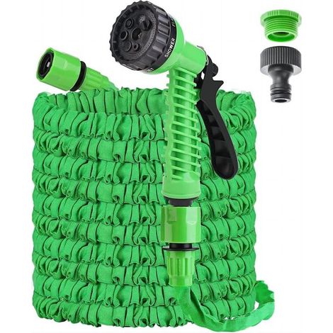 Tuyau d'arrosage Extensible 15M/50FT, Tuyau d'arrosage Flexible avec 7 Modes de Pulvérisation, anti-fuite, Convient pour le jardin, Lavage de Voiture (Vert) (1/5)