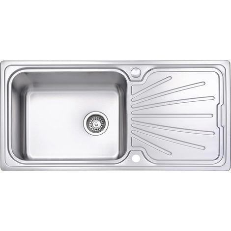 JASSFERRY Küchenspüle 1 Becken Einsatz, 1000 x 500 mm Umkehrbarem Abtropffläche Waschbecken mit Abfallsieb (1/5)