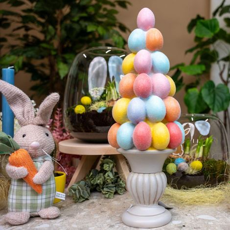 Arbre de Pâques Décoratif avec Œufs Pastel Pailletés Pyramide de Pâques Multicolore Hauteur 40 cm - PANGIVO (1/4)