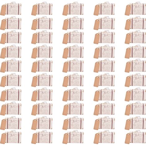 50 Sets Boîtes Bonbons Forme Valise Vintage - Sachets Cadeau Kraft pour Mariage Anniversaire Fête Voyage