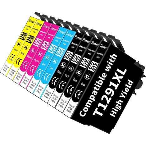 10-Pack T1295 Multipack Cartouche d'encre Compatible pour Epson T1291 T1292 T1293 T1294 pour Epson Stylus SX235W SX420W SX425W SX435W SX525WD SX535WD BX305FW BX320FW BX525WD WF-3520 WF-7515 (1/5)