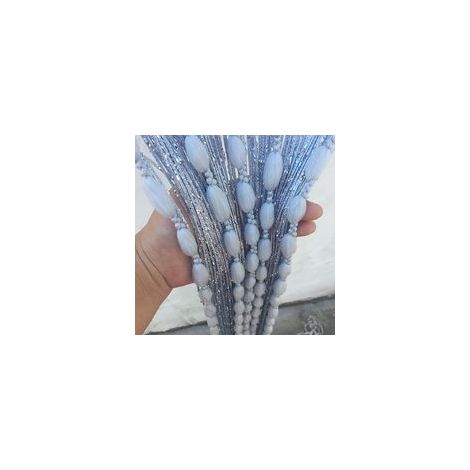 Rideau à fils - Protection contre les insectes - Porte de balcon - Rideau à perles pour extérieur - Pour portes - ' x 200 cm - Gris - 1 pièce