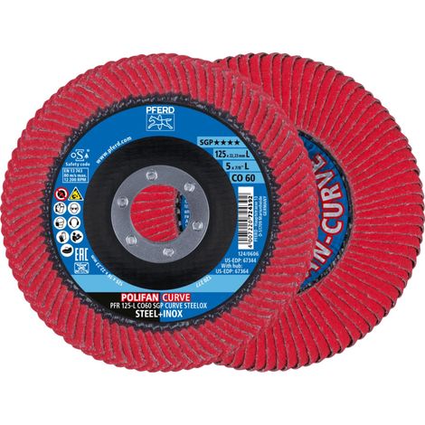 PFERD 69398196 PFR 125-L Z 40 SGP CURVE STEELOX Fächerschleifscheibe Durchmesser 125 mm 2 St. (1/5)