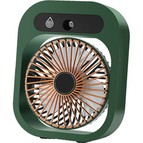 Ventilateur brumisateur de bureau, 3 vitesses de ventilation, ventilateur de refroidissement à turbine, petit ventilateur silencieux, rechargeable par USB, vert