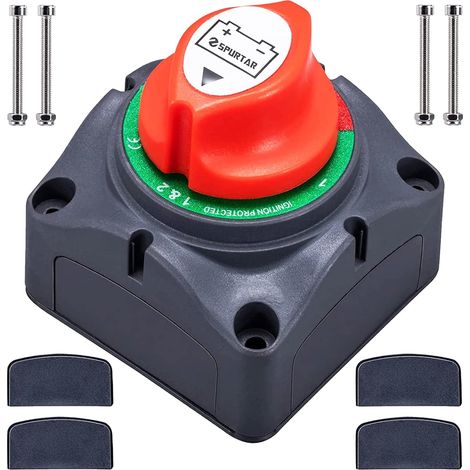 Interrupteur Principal de Batterie 1-2-Both-Off - Spurtar 275A Étanche pour Isolation de Batterie, Compatible 12V/24V/48V, Idéal pour Bateau, Moto, Yacht, Voiture, Marine et Caravane(1) (1/5)