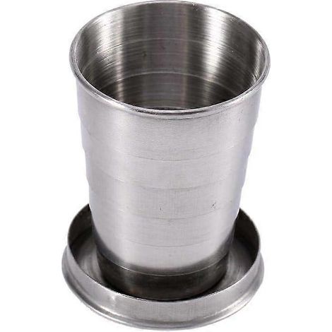 Mug de voyage pliable S/M/L en acier inoxydable avec anneau(s) porte-clés intégré(s) pour le camping. Mug télescopique rétractable. (1/5)