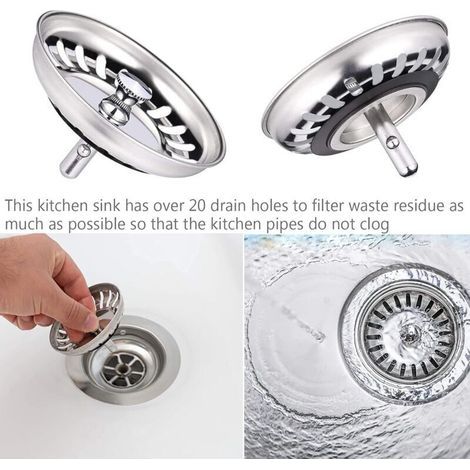 Colador de fregadero de acero inoxidable de 78 mm – Tapón universal compatible con la mayoría de los fregaderos de cocina. (1/3)