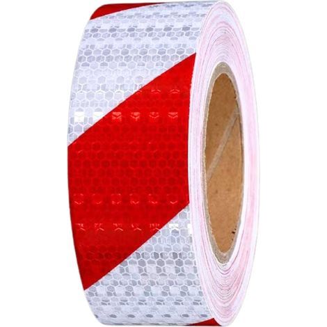 Reflektierendes, rot-weißes Klebeband, 25 m x 5 cm, selbstklebend, wasserfest, für Fahrräder, Fahrzeuge, Autos, im Außenbereich (1/5)