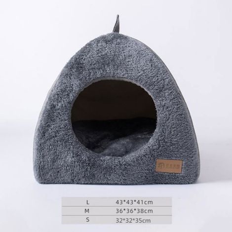 Lit niche pour chat - Gris - Coussin amovible - Lavable - Taille S (1/4)