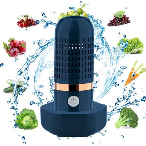 Machine de nettoyage ultrasonique portable sans fil pour pesticides, étanche, 4400 mAh, pour fruits, légumes et viandes, bleue