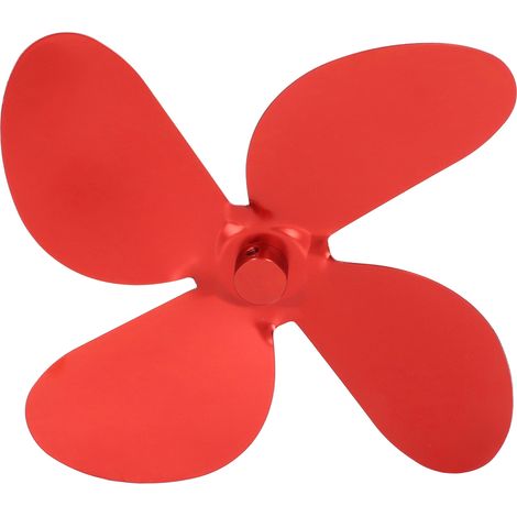 Kit de 4 pales de ventilateur de poêle en alliage d'aluminium avec vis et clé hexagonale de rechange (rouge). (1/5)