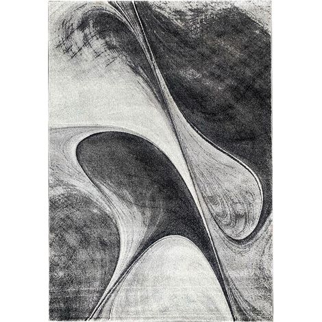 Tapis salon et chambre 280x380 gris rectangle tissé motif géométrique LYN8 MADILA