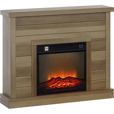 Chimenea Eléctrica 1800W con Efecto de Llama Mando a Distancia Temporizador Semanal para Sala 30 m² Madera (1/5)