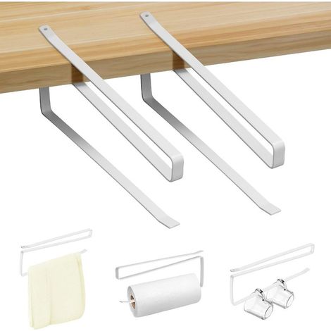 Porte sopalin Z forme 2pcs blanc, mural/sans perçage, cuisine/sdb/placards. (1/4)