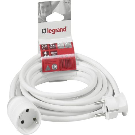 Câble d'extension avec Prise de Contact de Protection et Embrayage coudé Intérieur Max. 3680 W Longueur 5 m Blanc (1/5)