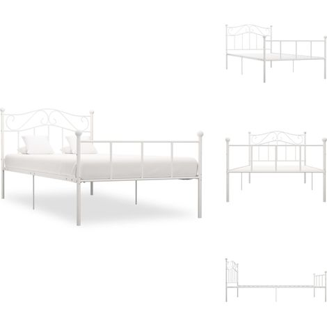 Cadre de lit sans matelas blanc métal 90x200 cm - Cadre De Lit - Lit Simple - Lit Metal - Lit Blanc - Meuble Chambre (1/5)