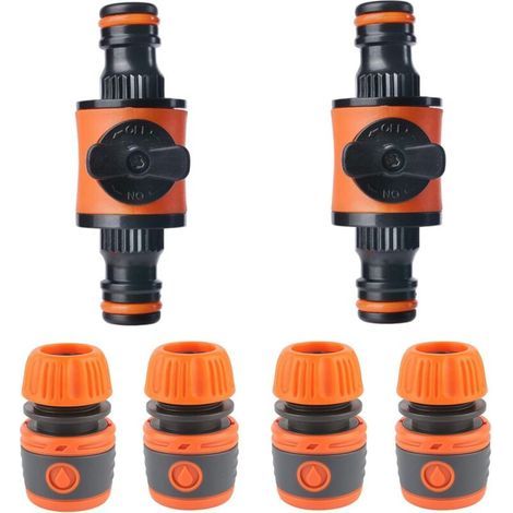 Lntyq Hose Connector 2 pièces Raccord Rapide D'extrémité Raccords, Rapides Ensemble pour Tuyau D'arrosage, Connecteur Rapide avec Arrêt d'eau, pour Tuyau d'arrosage 1/2\ (1/5)