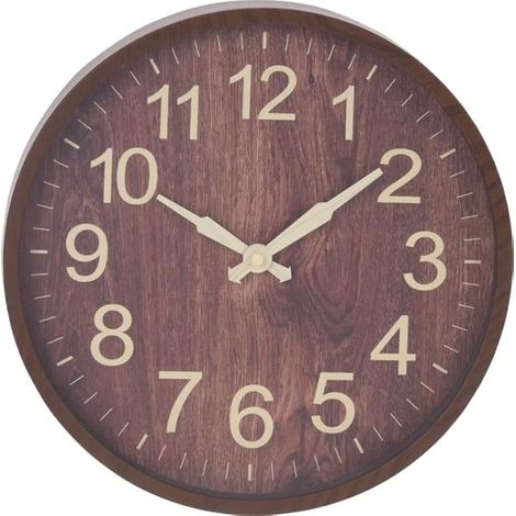 Horloge murale 30 cm en bois, design vintage épuré pour la maison, horloge décorative ronde 30x30, style rétro minimaliste, pièce de décoration murale intérieure. (1/2)