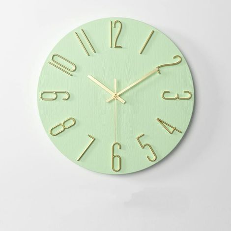 Horloge Murale Moderne Vert Doré avec Date et Chiffres 3D Mouvement Quartz Précision 30cm Salon Chambre Bureau (1/4)
