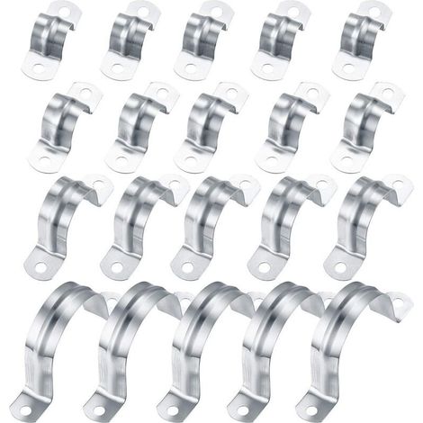 20 Stück Rohrschellen 304 Edelstahl, 16mm/20mm/32mm/50mm U-Rohr Klemmring zur Befestigung, Schlauchschelle für Gasrohre Kunststoffrohre Stahlrohre