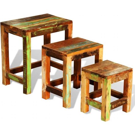 Maison Exclusive - 3-tlg. Satztisch-Set Vintage Altholz (1/5)