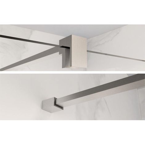 Fortifura Galeria barre de renfort rallongée 200cm pour douche à l'italienne - avec kit de fixation - Inox brossé