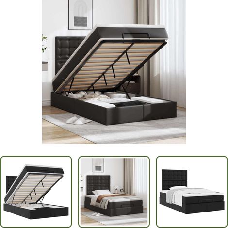 Matratze -  Ottoman-Bett mit Matratze Schwarz 120x200 cm Kunstleder (1/5)
