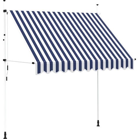 Tenda da Sole  Tenda parasole Retrattile Manuale 250 cm a Strisce Blu e Bianche (1/4)