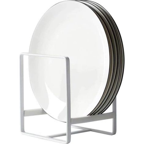 Tellerregal-Organizer, 1 Stück, 12 x 14 cm, Tellerstützen, vertikaler Geschirraufbewahrungs-Organizer, Metallfarbregal für Küchentheke, Schrank, Wohnmobil (weiß) (1/5)