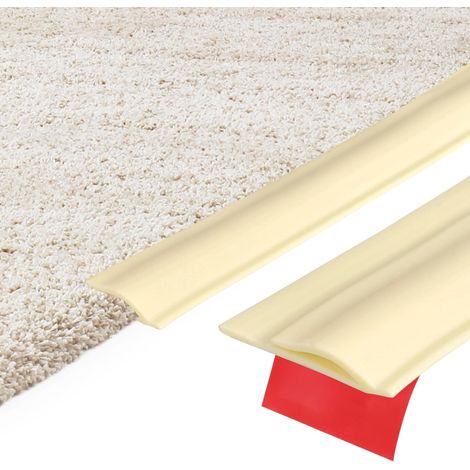 19.69Ft x 1.3" x 0.22" Bande De Transition Moquette Vers Carrelage, Borde Moquette Auto-Adhésive, Cache-Fente, Profilé Pour Sols Irréguliers, Blanc Crème (1/5)