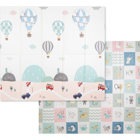 Alfombra de juegos KiddyMoon para bebés, de doble cara, de espuma, con diseño infantil, cómoda y perfecta para interiores y exteriores. 180 x 200 x 1 cm, color gris. (1/5)