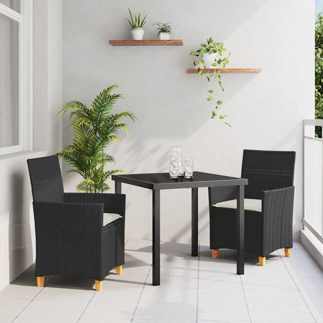 Conjunto de Comedor de Jardín 3 pcs Negro ratán sintético vidaXL (1/5)