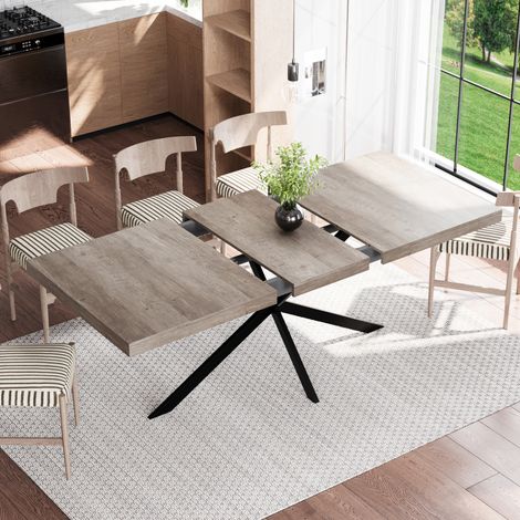 Table extensible 140-180 cm avec rangement gris OKMYHOME (1/5)