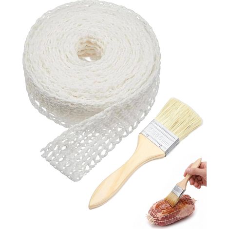 1 Pièce Filet Alimentaire 5 Mètres Coton Élastique + 1 Pinceau de Cuisine Pour Rôti, Jambon, Fumage, Cuisson (1/5)