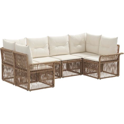 Conjunto de sofás de jardín 6 uds. 6-Número de plazas Beige vidaXL (1/5)