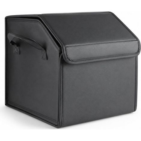 Organisateur de Coffre Pliable en PU avec Poignées, Noir